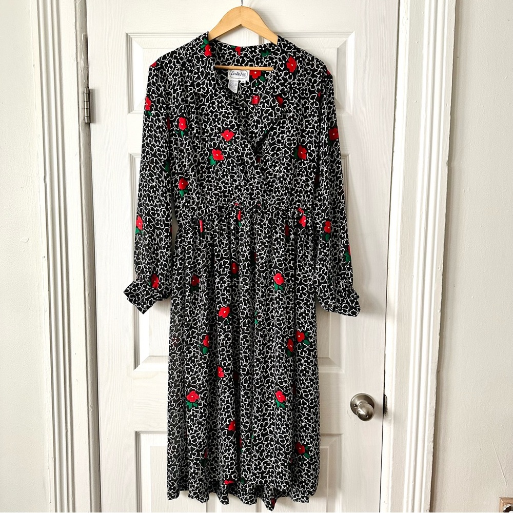 Vintage Leslie Fay Floral Dress Sz 16